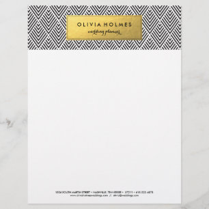 Schwarze und goldene Imitate Zickzack Letterhead Briefkopf