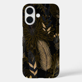 Schwarze und goldene iPhone / iPad-Hülle mit Feder 16 Hülle