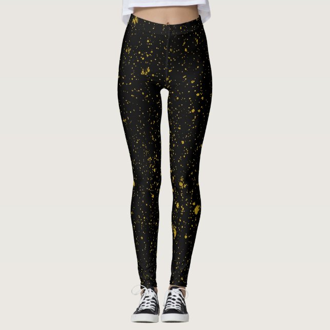 Schwarze und goldene Leggings (Vorderseite)
