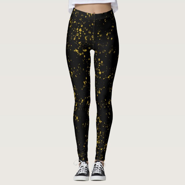 Schwarze und goldene Leggings (Vorderseite)