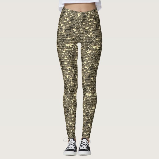 Schwarze und goldene Leggings (Vorderseite)