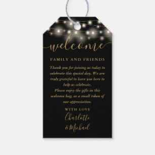 Schwarze und goldene Lichter Hochzeitsgeschenk Wil Geschenkanhänger