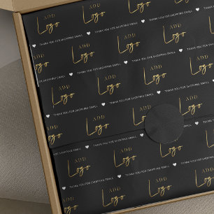 Schwarze und goldene Logos Moderne Markenverpackun Seidenpapier