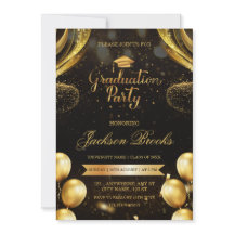 Schwarze und goldene Luftballons Abschlussfeier Ei