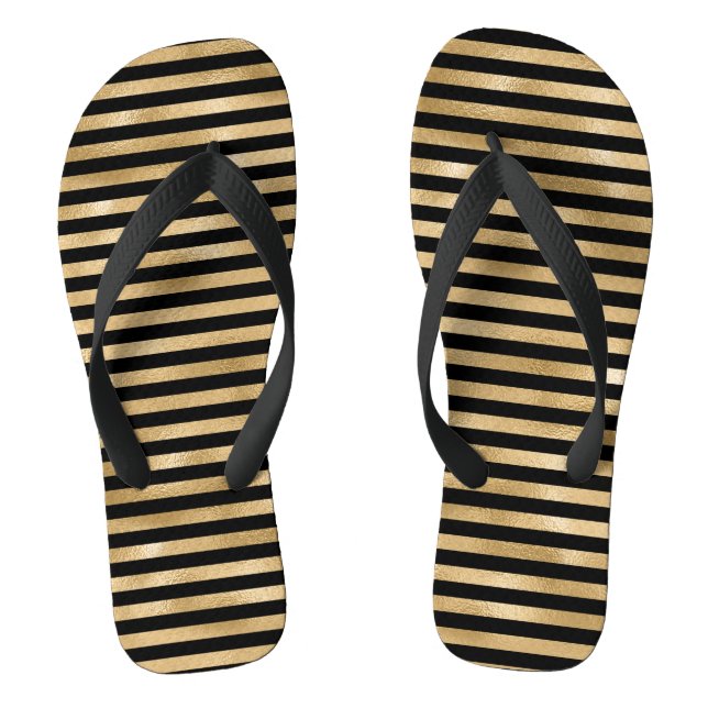 Schwarze und goldene Mädchen-Pair Flip-Flops Flip Flops (Fußbett)