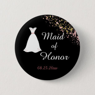 Schwarze und goldene Maid of Honor Button