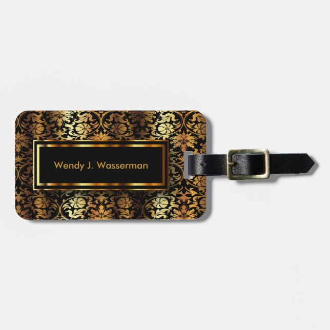 *Schwarze und goldene Metallflormatten Gepäckanhänger (Vorderseite horizontal)