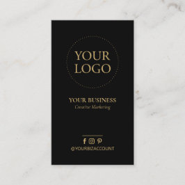 Schwarze und goldene Minimal-Logos Business Social Visitenkarte
