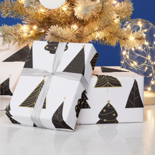 Schwarze und goldene Minimalistische Weihnachtsbau Geschenkpapier