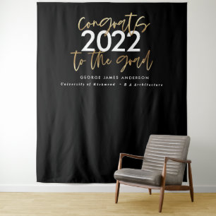 Schwarze und goldene moderne Schrift stilvolle Abs Wandteppich