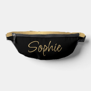Schwarze und goldene Namens-Typografie Bauchtasche