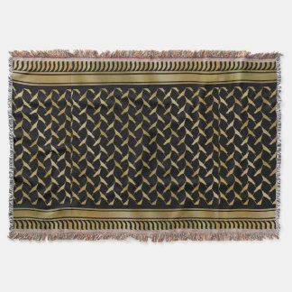 Schwarze und goldene palästinensische Kuffiyeh Decke