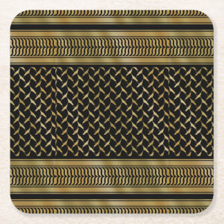 Schwarze und goldene palästinensische Kuffiyeh Rechteckiger Pappuntersetzer