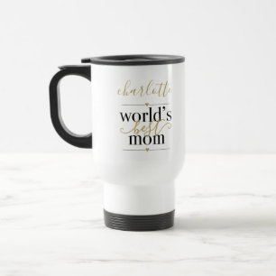 Schwarze und goldene personalisierte beste Mutter Reisebecher
