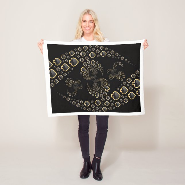 Schwarze und goldene Pik-Fraktal-Decke Fleecedecke (Beispiel)