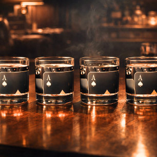 Schwarze und Goldene Pokernacht Whiskyglas