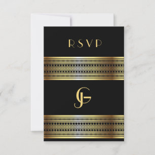 Schwarze und goldene schwule/lesbische Hochzeitska RSVP Karte