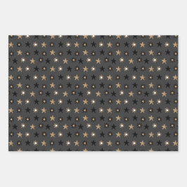 Schwarze und goldene skandinavische US Flagge Xmas Geschenkpapier Set