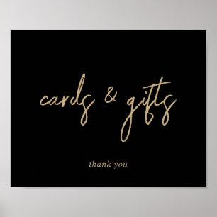Schwarze und goldene Skriptkarten und Geschenke-Ze Poster