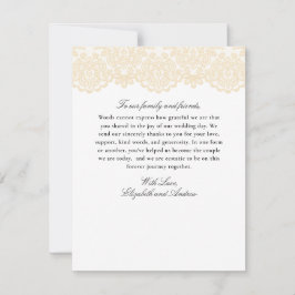 Schwarze und goldene Spitzen Elegante Script-Hochz Dankeskarte