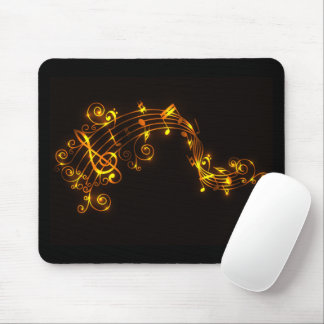 Schwarze und goldene Swirbelmusik Mousepad