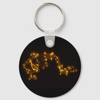 Schwarze und goldene Swirbelmusik Schlüsselanhänger