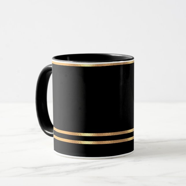 Schwarze und goldene Tasse (Vorderseite Links)