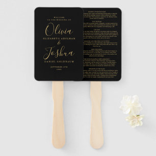 Schwarze und goldene Unterschrift Script jüdische Fächer