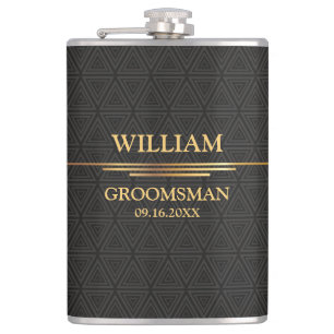 Schwarze und goldene Vinyl-umwickelte Flasche Flachmann