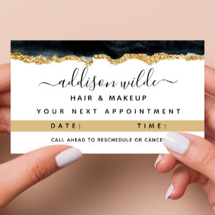 Schwarze und goldene Wasserfarben-Termin-Karte Terminkarte