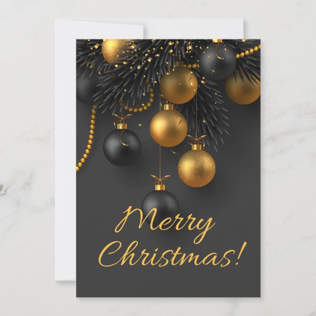 Schwarze und goldene Weihnachtsbälle Eleganter Gli (Vorderseite)