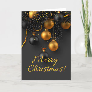 Schwarze und goldene Weihnachtsbälle Eleganter Gli Feiertagskarte