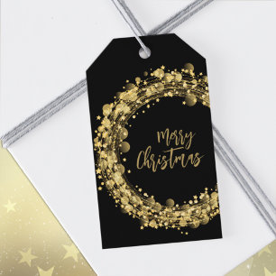 Schwarze und goldene Weihnachtsgeschenke Geschenkanhänger