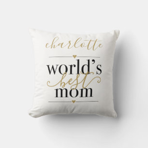 Schwarze und goldene Welt Beste Mama Personalisier Kissen