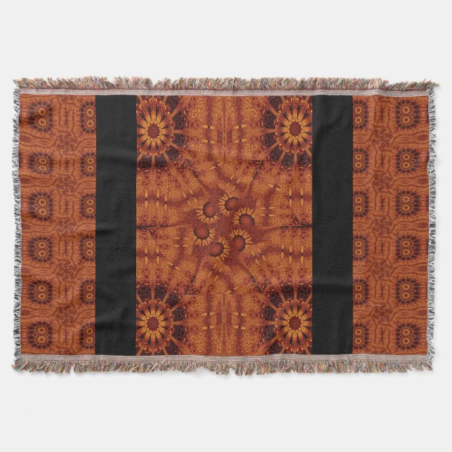 Schwarze und goldene Wildblumen 22 Decke (Vorderseite)