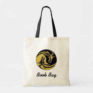 Schwarze und goldene Yin-Yang-Tasche Tragetasche