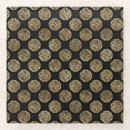 SCHWARZE UND GOLDKÖRPER KNOTEN UND KREUZEN GLASUNTERSETZER