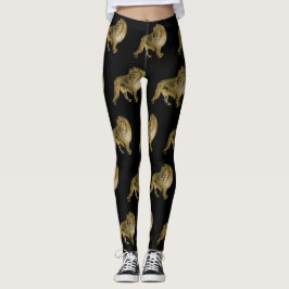 Schwarze und Goldlasten Leggings