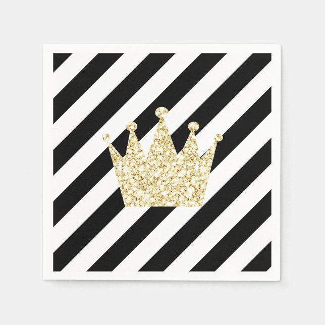 Schwarze und Goldprinzkrone Napkins Serviette (Vorderseite)