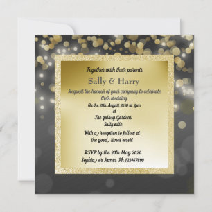 SCHWARZE UND GOLDROYAL BUBBLES WEDING INVITE NEW EINLADUNG