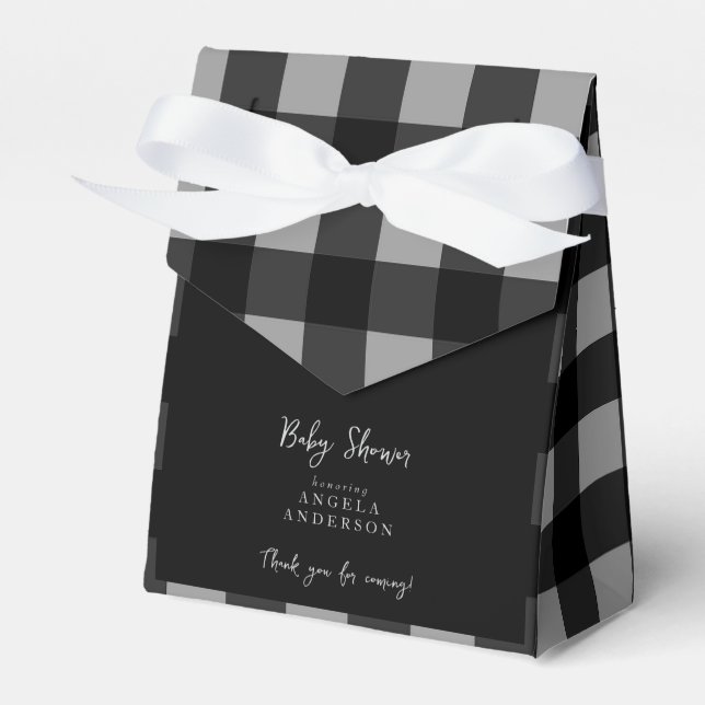 Schwarze und graue Gingham-Dusch-Dankeschön-Verpac Geschenkschachtel (Vorderseite)