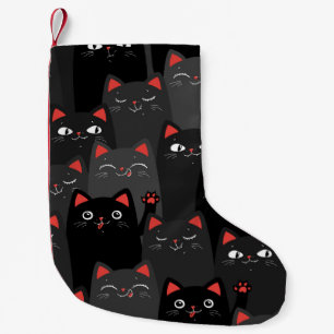 Schwarze und graue Katzen. Cartoon nahtlos. Vin Kleiner Weihnachtsstrumpf