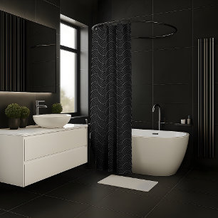 Schwarze und graue moderne geometrische wellenförm duschvorhang