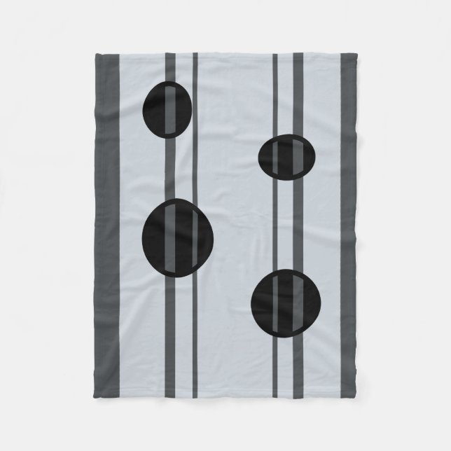 Schwarze und graue Punkte und Linien Fleecedecke (Vorderseite)