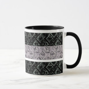 Schwarze und graue Retro-Muster-Tasse Tasse