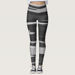 Schwarze und graue strukturierte Camouflage Leggings