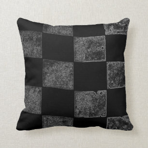 Schwarze und graue Zielflagge Kissen