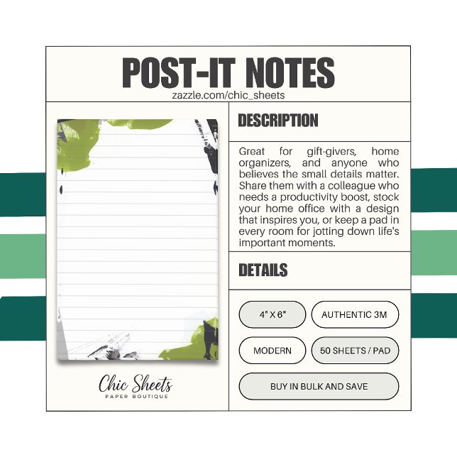 Schwarze und grüne abstrakte Design 3M Post-it® No Post-it Klebezettel (Von Creator hochgeladen)