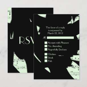 Schwarze und Grüne Abstrakte Musik RSVP mit Menüau Karte