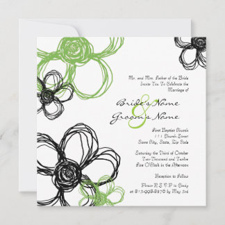 Schwarze und grüne Blume zum Hochzeitsempfang Einladung
